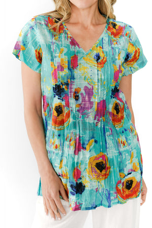 Kayla Cotton Blouse - Tetxtured Turq