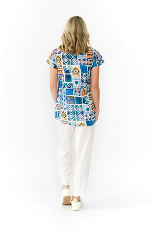 Kayla Cotton Blouse - Water Block