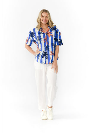 Top Collar - Palm Stripes Blue