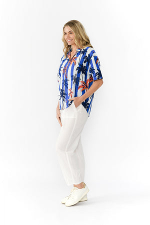 Top Collar - Palm Stripes Blue