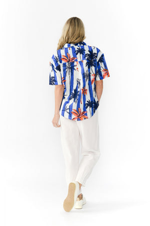 Top Collar - Palm Stripes Blue
