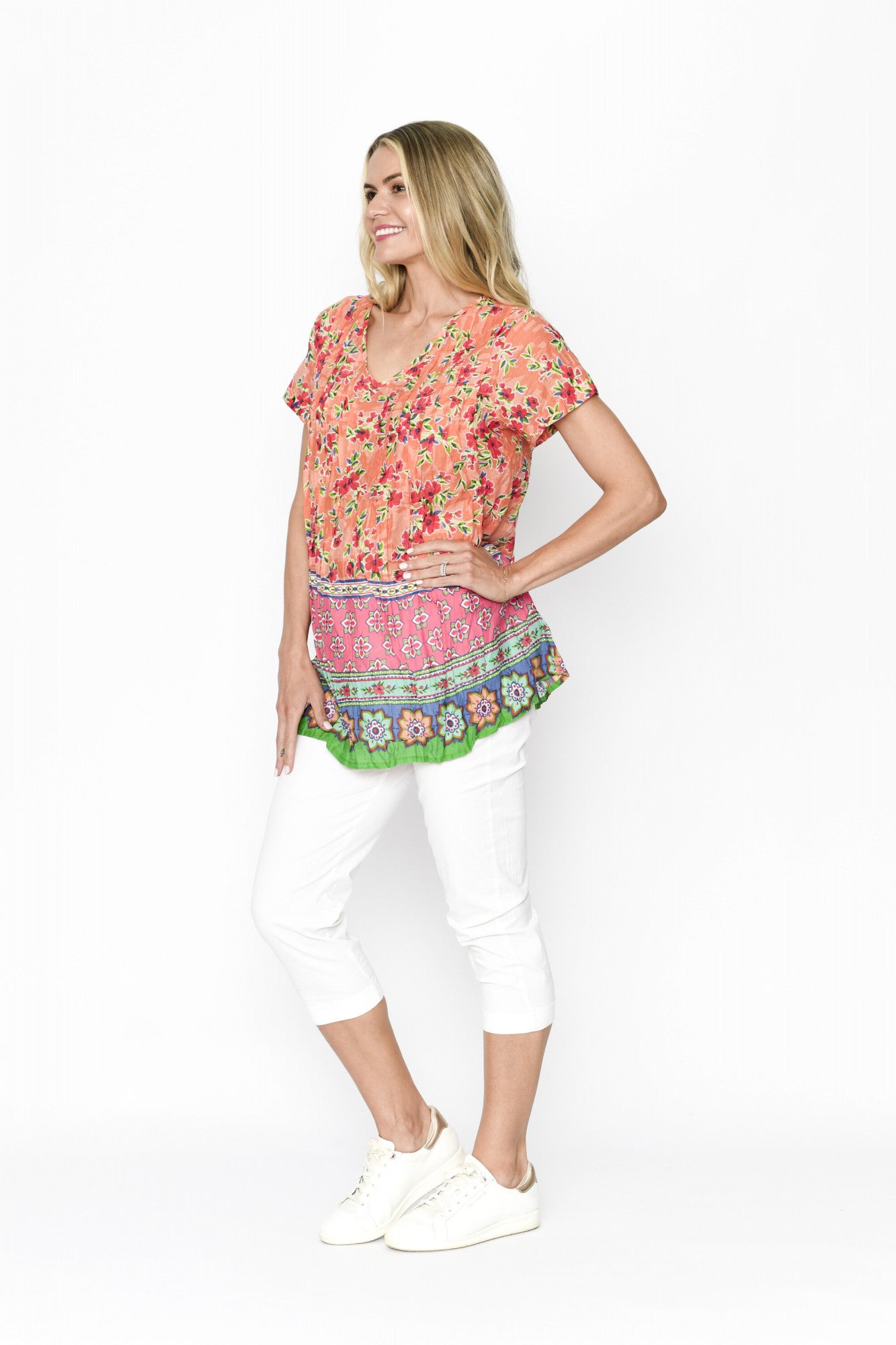 Kayla Cotton Blouse Short Sleeve - Ditsy 1