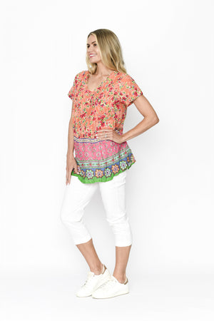 Kayla Cotton Blouse Short Sleeve - Ditsy 1