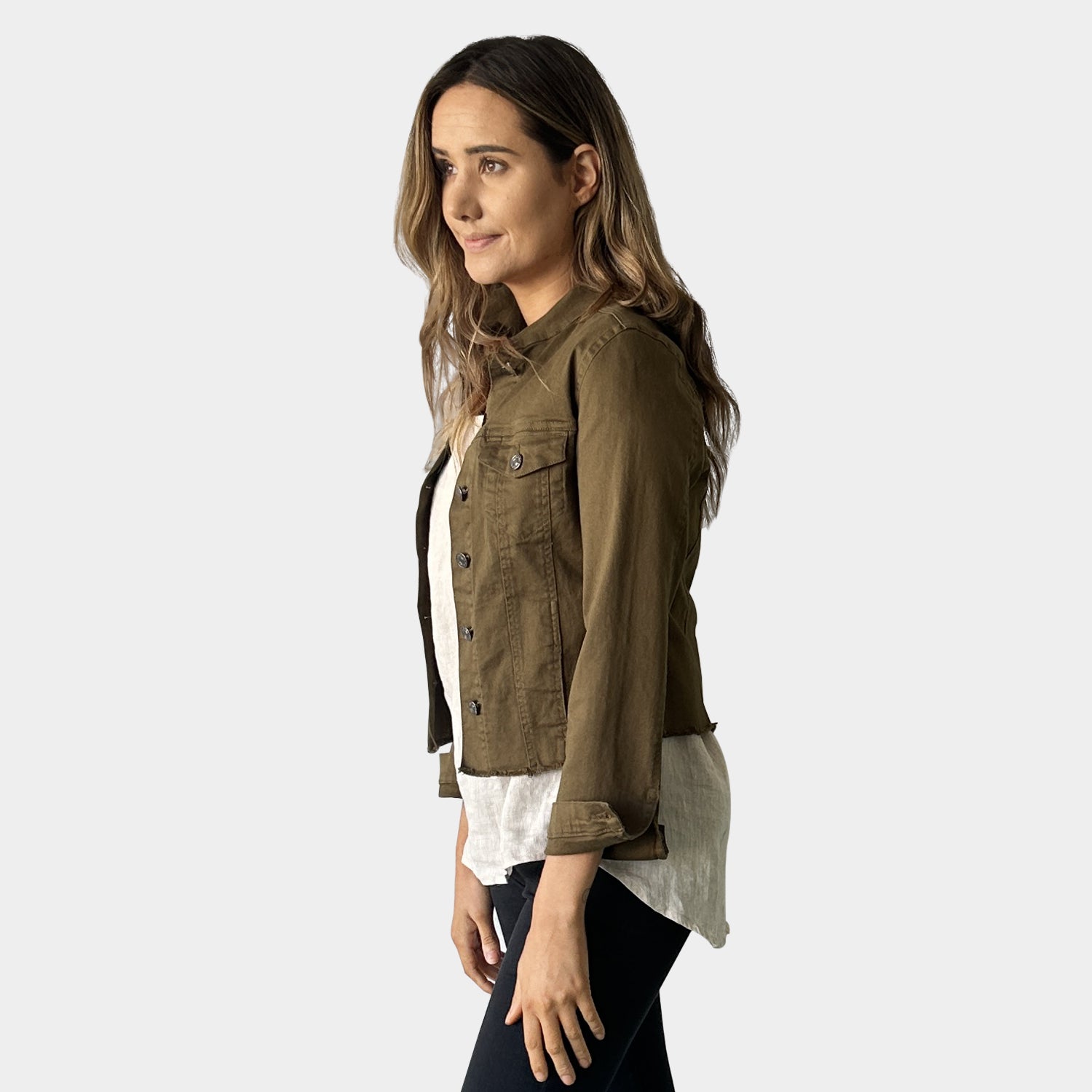 CUT OFF HEM JACKET FRAYED EDGE