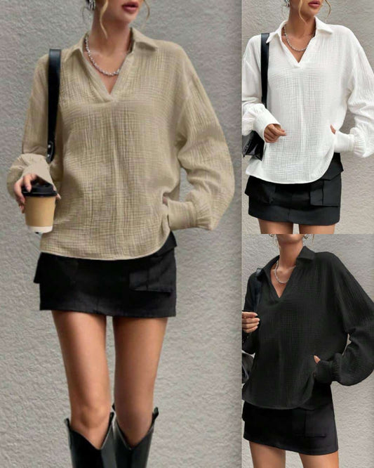 #Cropped Waffle L/S Top