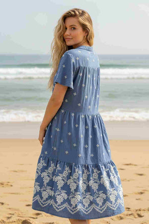 Corymbia Embroidered Baby Doll Midi Dress