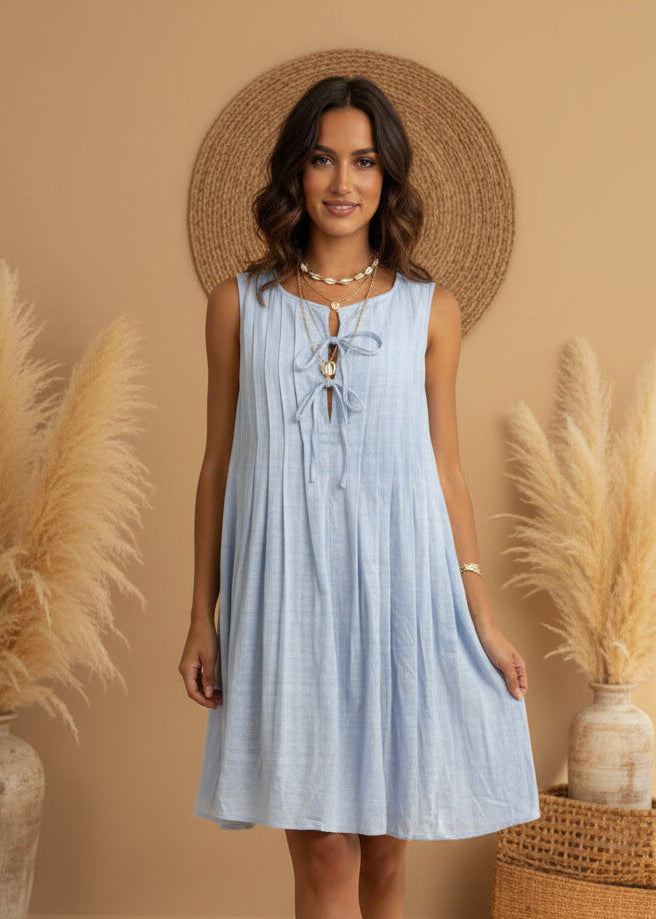 🌟SALE - Pintuck Aline Linen Look Mini Dress