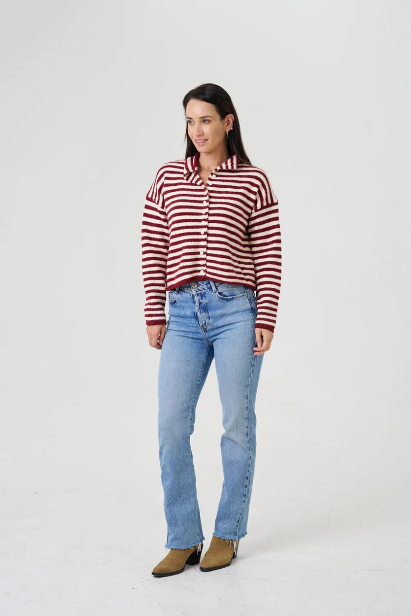 Josie Striped Button Up Knit
