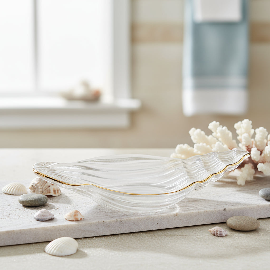 CLEAR GLASS BOWL - CONCH SHELL