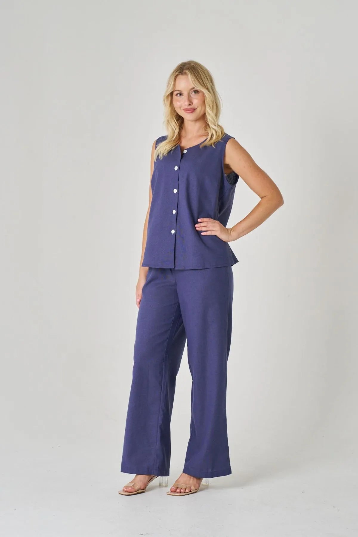 Luntian Button Up Vest & Pants Coordinate Set