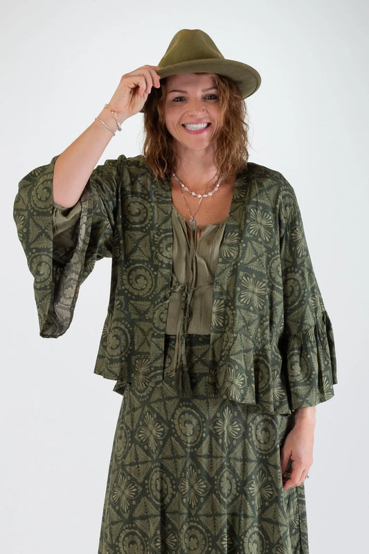 Freya Short Ruffle Rayon Jacket