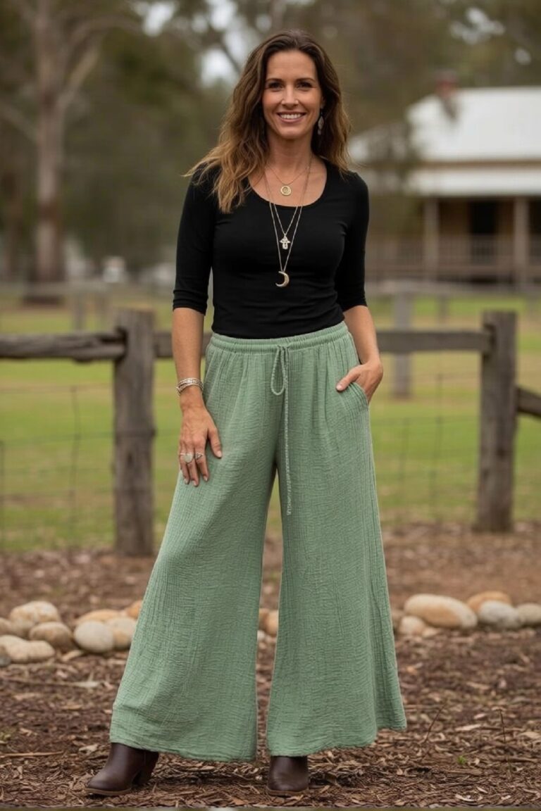 CHEESECLOTH FLARED WIDE LEG PANTS