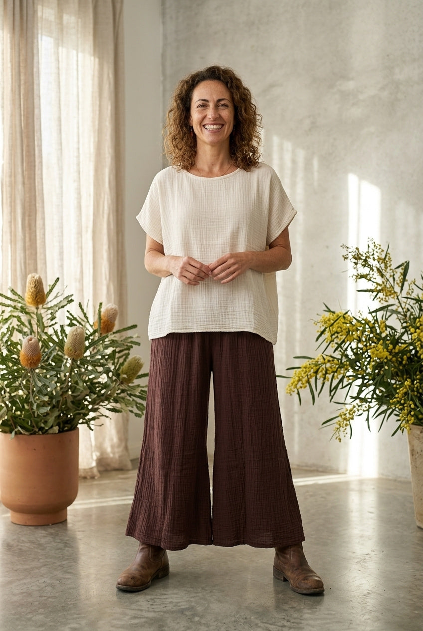 PG Cheesecloth Shirred Flares