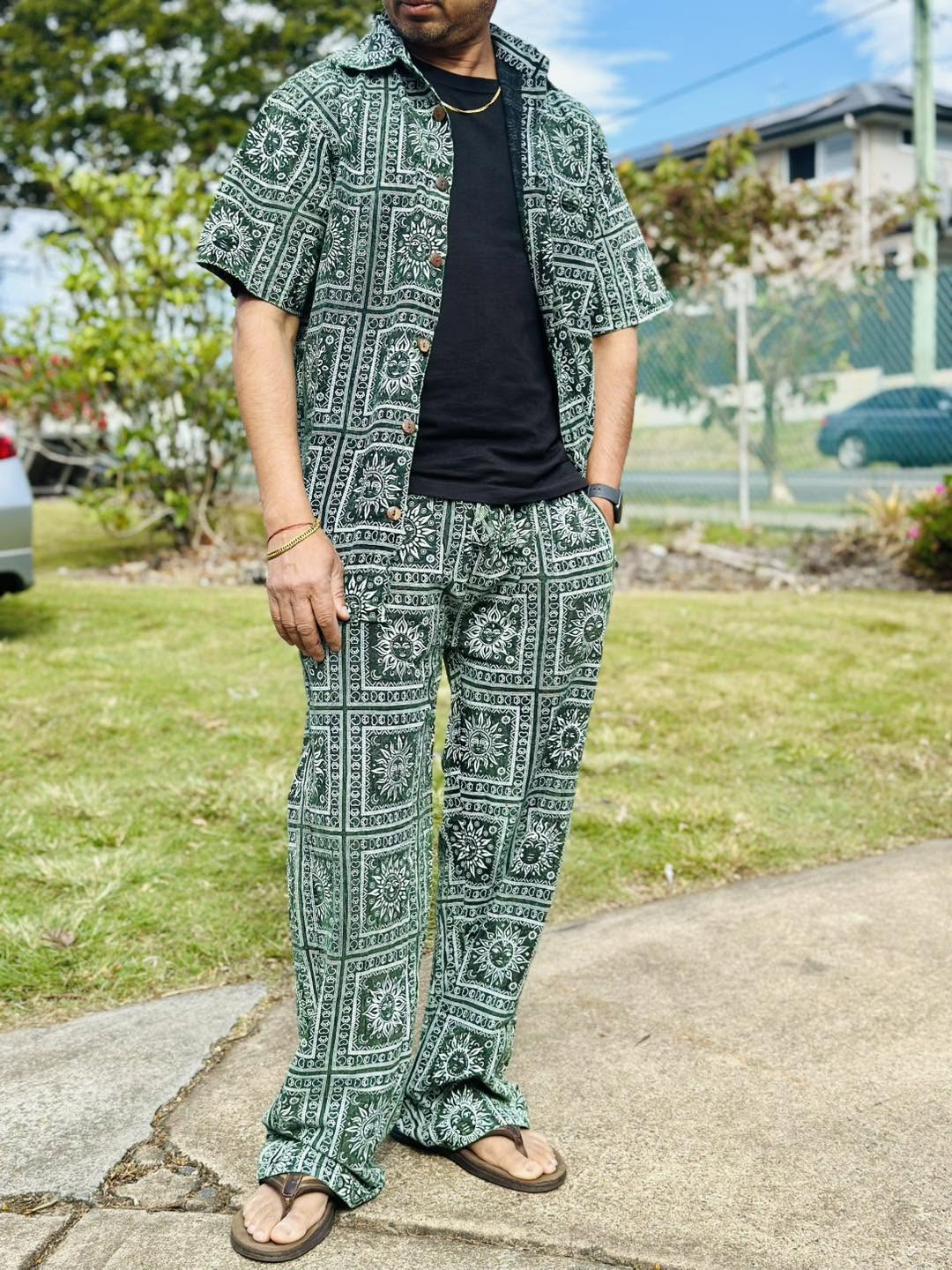 Sun Panel Cotton Harem Pants