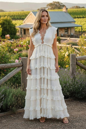 Bobby Cascade Ruffle Maxi Dress