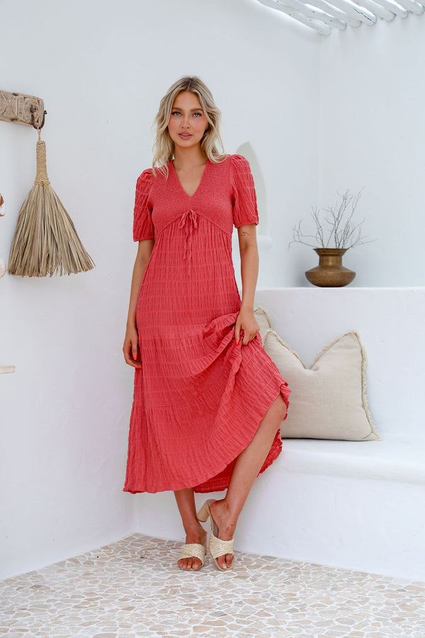 Autumn Linen Maxi Dress - Cinnamon Palm