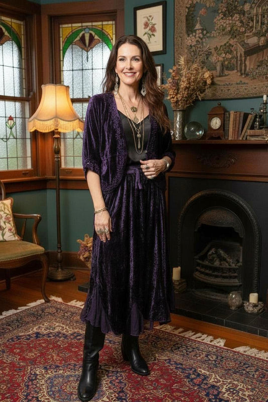 Velvet Skirt Wth Chiffon Godet