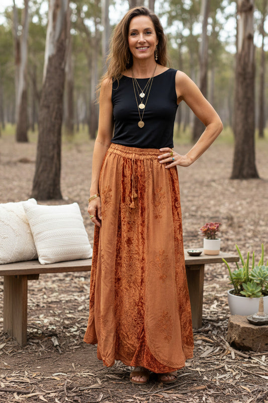 VELVET RAYON BIAS GODESS SKIRT