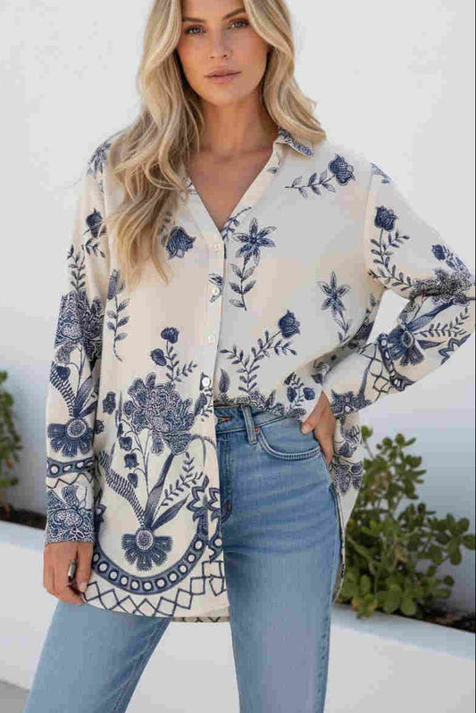 #Ash Scoop Bottom Long Sleeve Top With Side Ties
