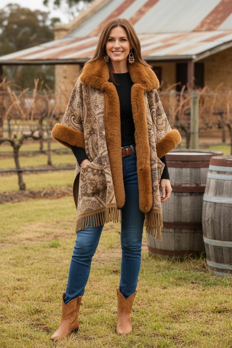 Opera Paisley Fur Collar Coat