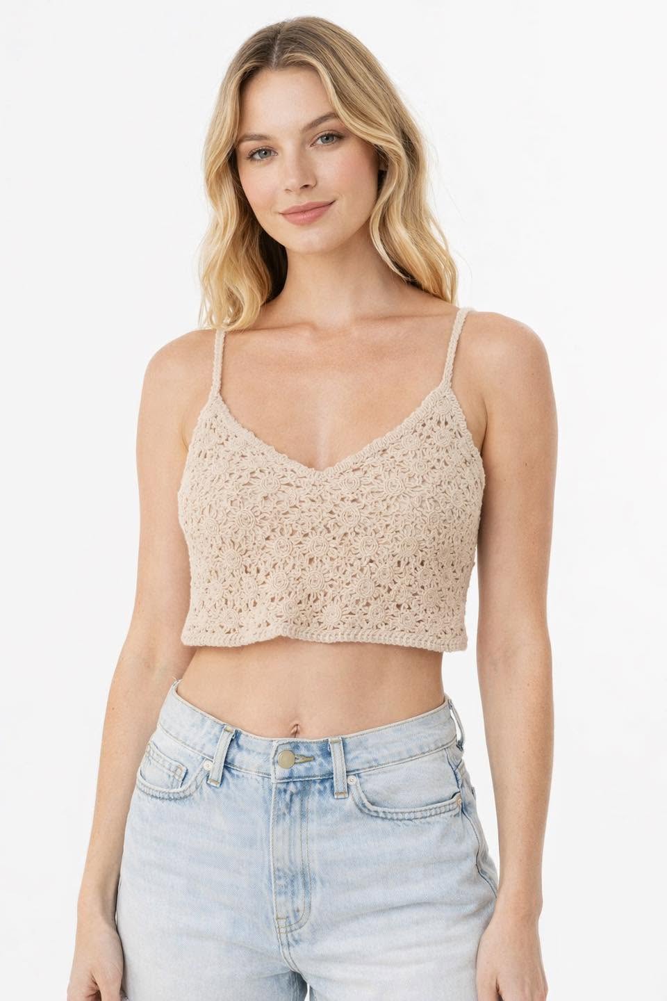 V-neck Crochet Short Singlet