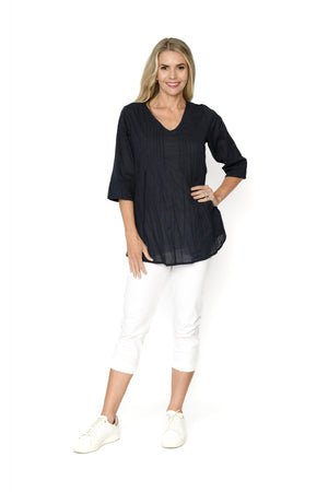 Evie Pleated Top with 3/4 Sleeve
