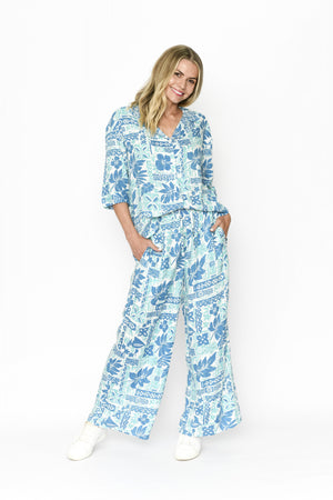 Millie Matching Shirt/Pants Set - Hawaii Aqua