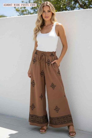 Elodie Skant Embroidered Wide Leg Pants