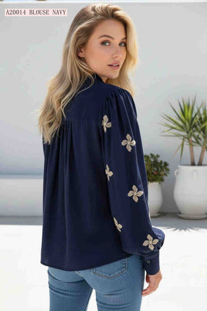 Mitsy Shirred Detail Bodice Boho Long Sleeve Shirt