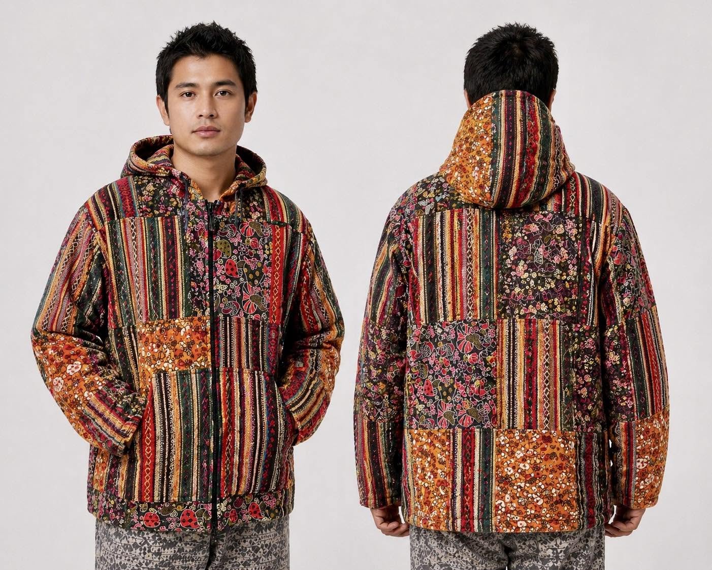 Gheri Cotton Mushroom Print Patch Unisex Jacket
