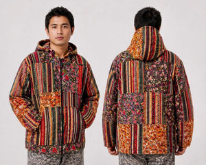 Gheri Cotton Mushroom Print Patch Unisex Jacket