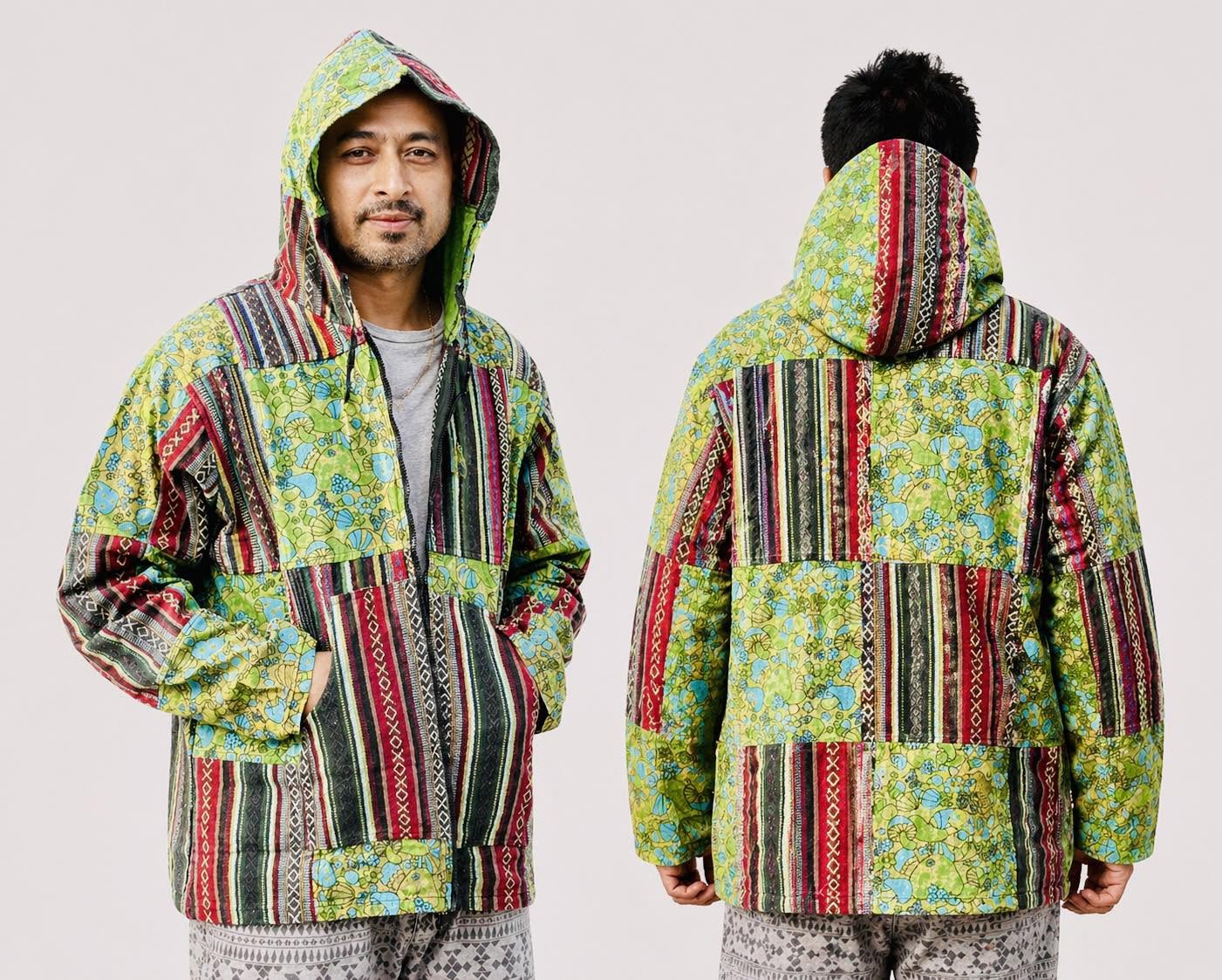 Gheri Cotton Mushroom Print Patch Unisex Jacket