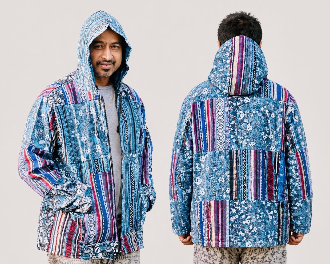 Gheri Cotton Mushroom Print Patch Unisex Jacket