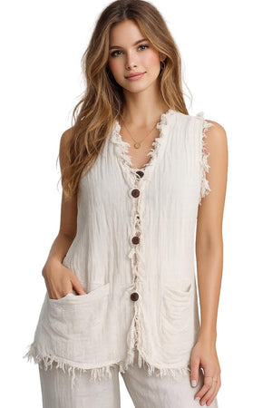 Cotton Vest With Fringe