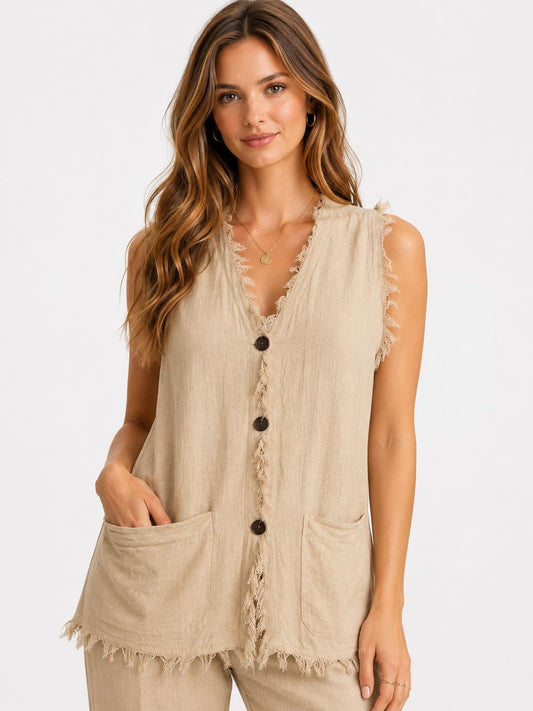 Cotton Vest With Fringe