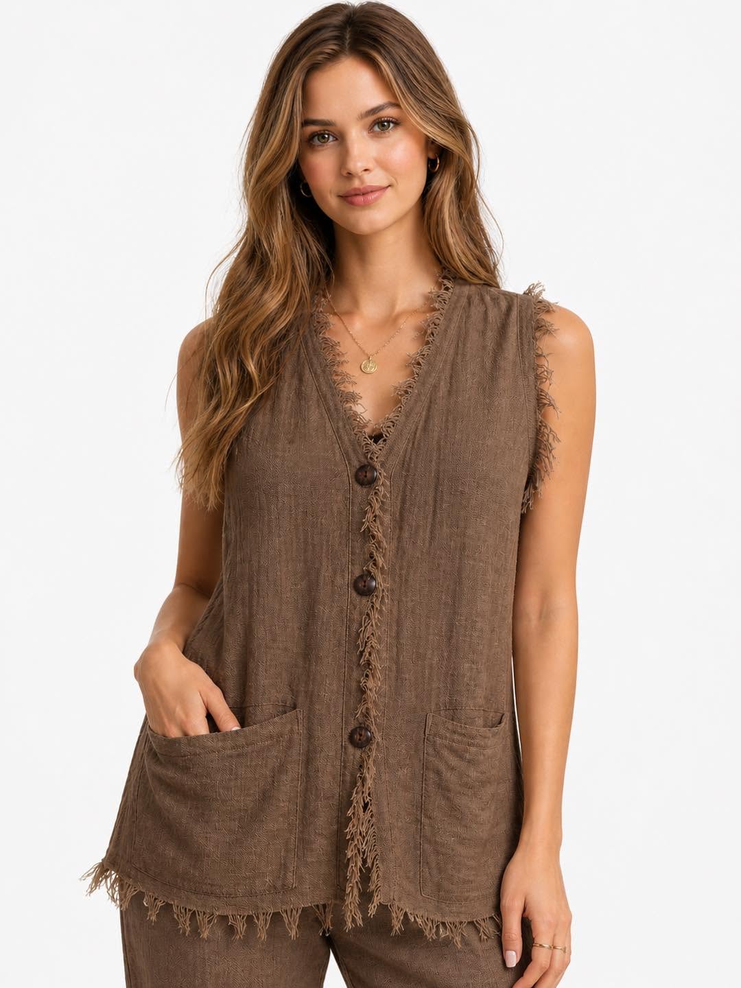 Cotton Vest With Fringe