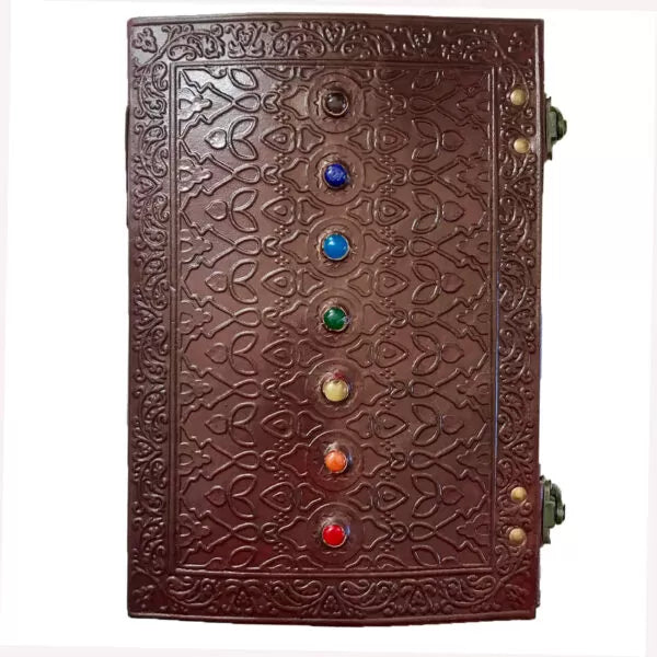 7 Chakra Cystal Leather Journal 18cm x 25cm