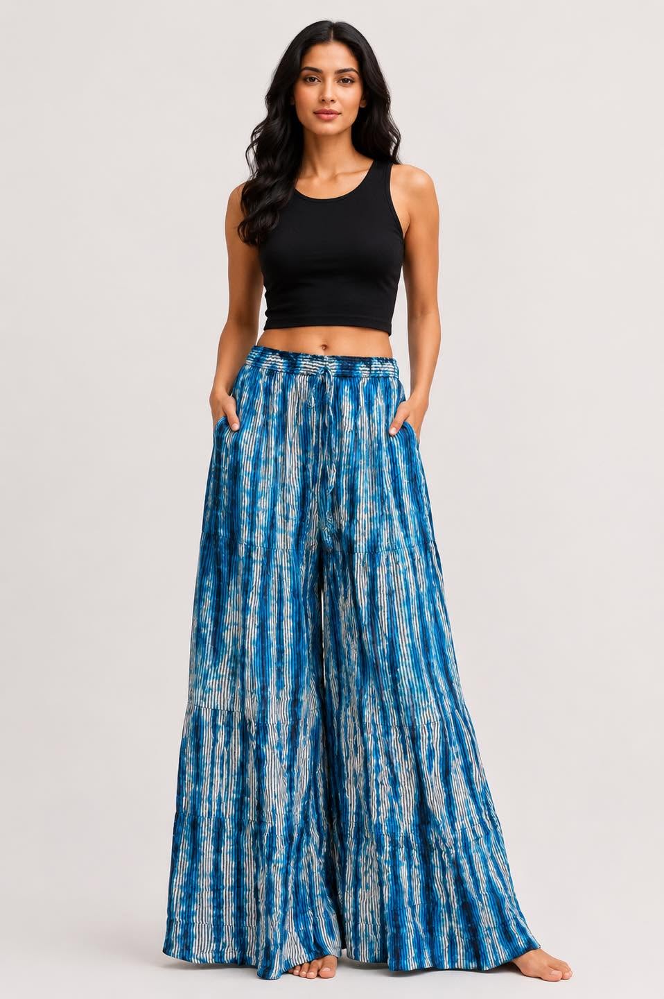 Cotton Tie Dye Wide Leg Plazo Pants