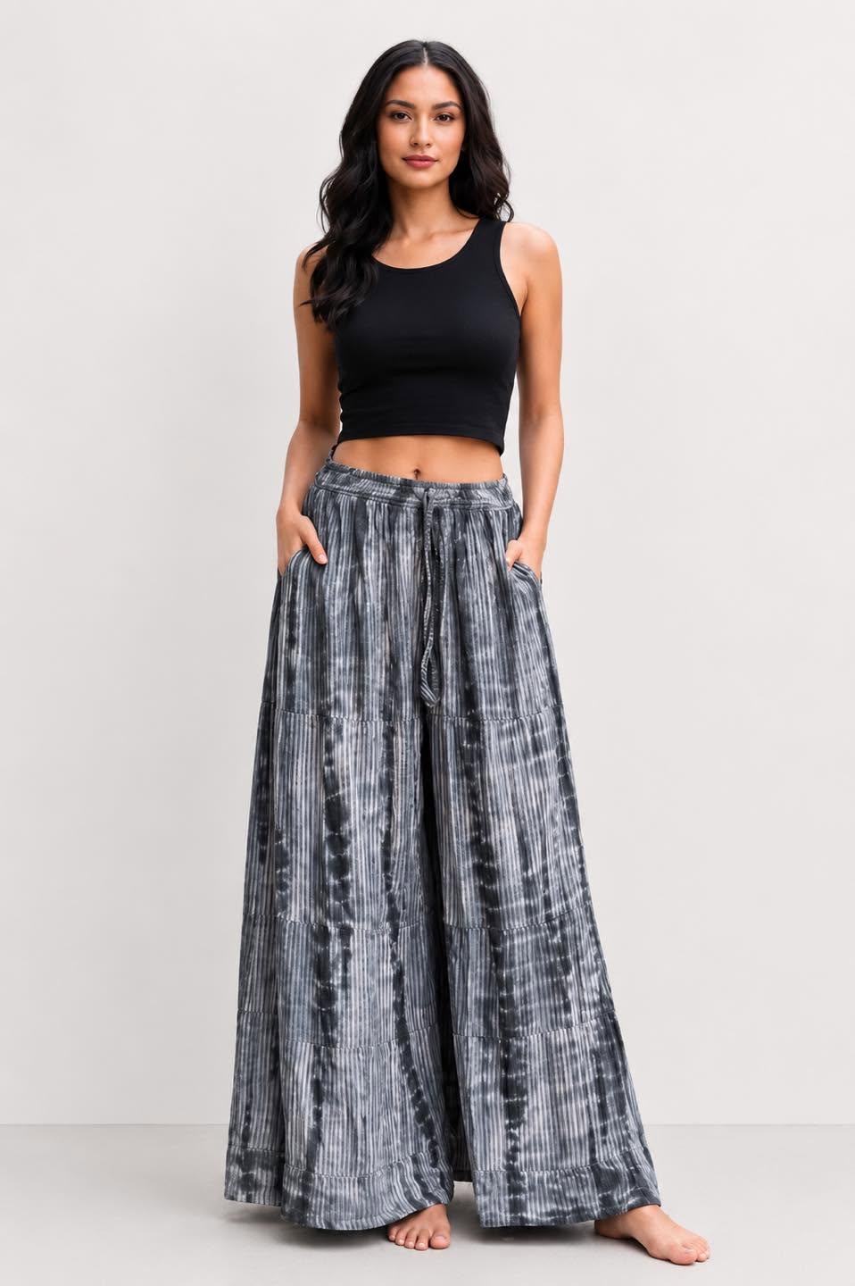 Cotton Tie Dye Wide Leg Plazo Pants
