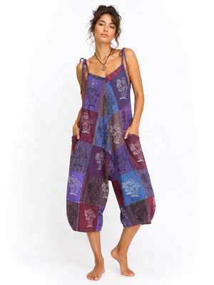 Cotton 3/4 Jumpsuit With Mushroom Patchwork