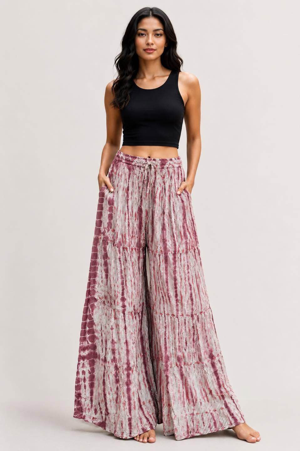 Cotton Tie Dye Wide Leg Plazo Pants