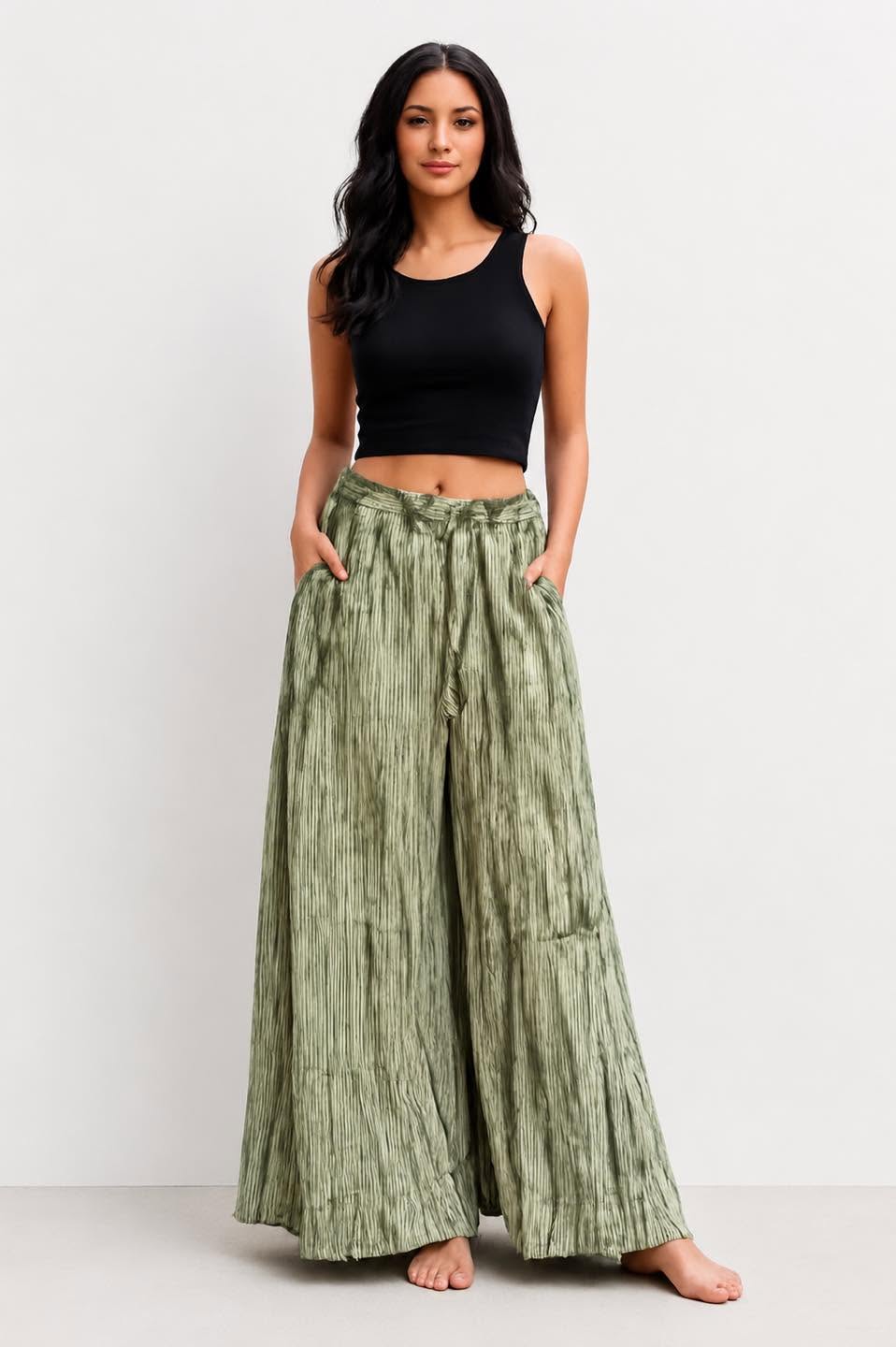Cotton Tie Dye Wide Leg Plazo Pants