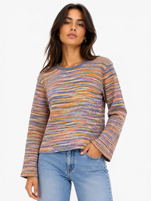 Stretch Knit L/S Ikat Top