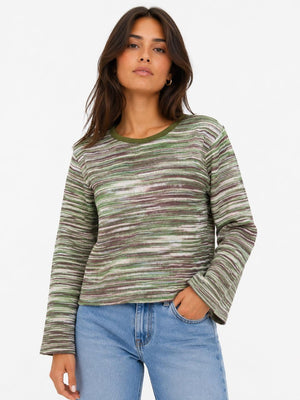 Stretch Knit L/S Ikat Top