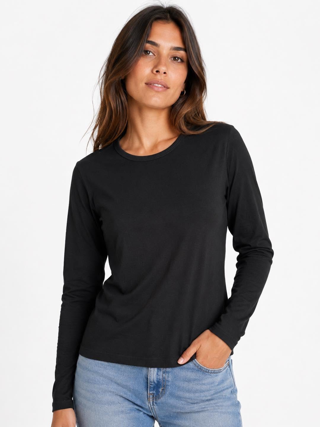 Plain Cotton Long Sleeve T-Shirt