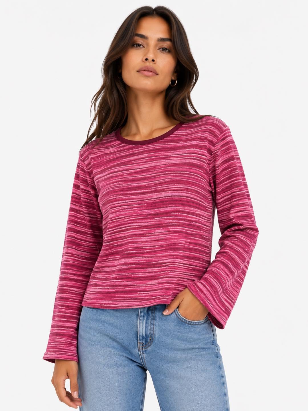 Stretch Knit L/S Ikat Top
