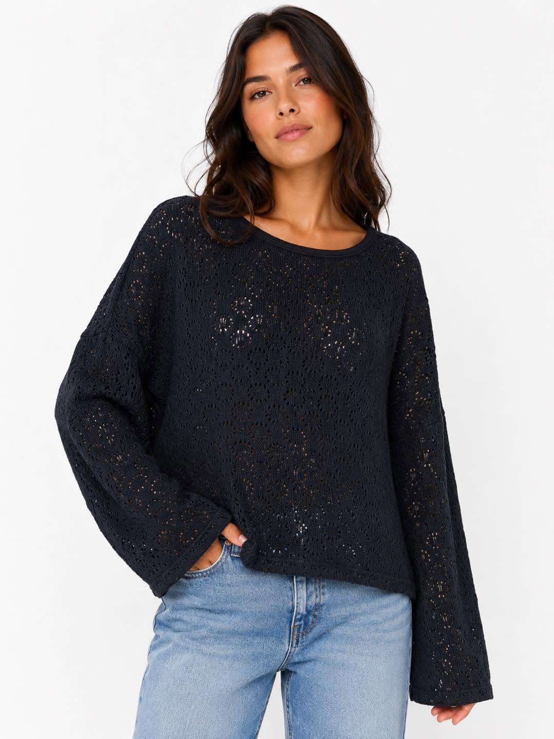 Knit Cotton Long Sleeve Top
