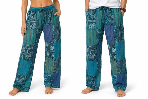 Cotton Shining Wash Patch Pants