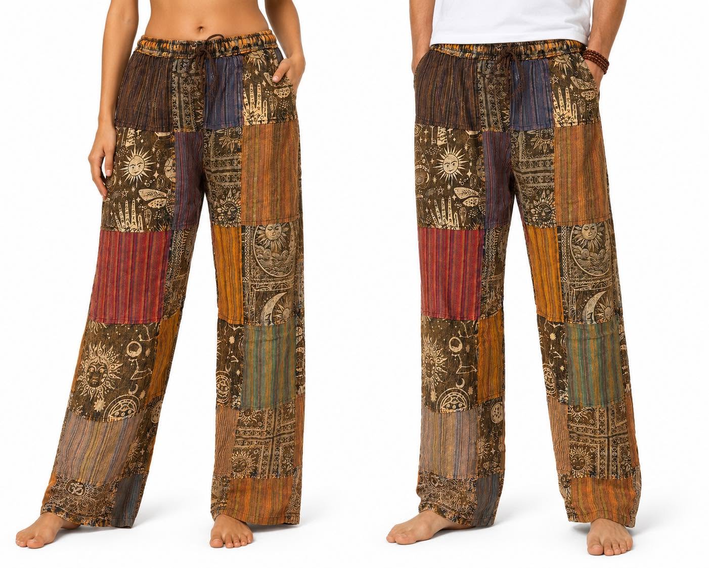 Cotton Shining Wash Patch Pants