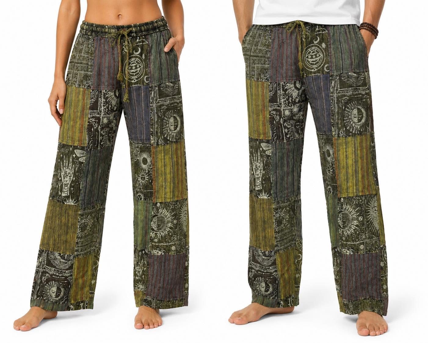 Cotton Shining Wash Patch Pants